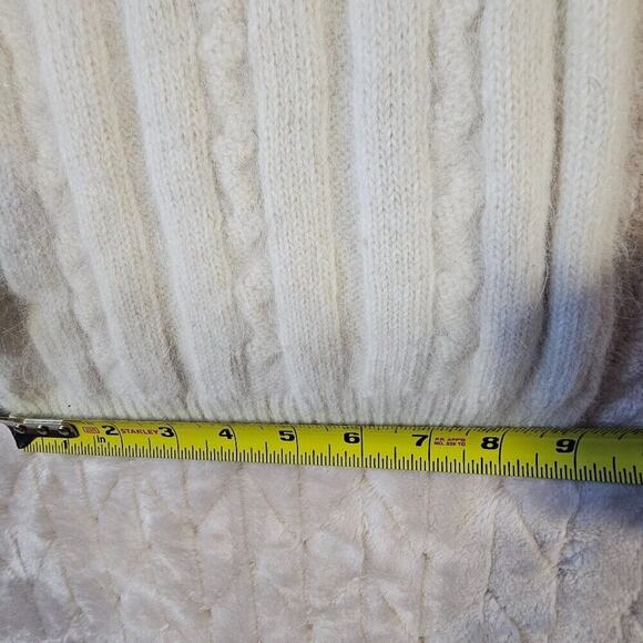 Cozy Chunky Fisherman Knit Angora Rabbit Fur LambsWool Scarf 46x9 Inches Cream - Picture 3 of 5